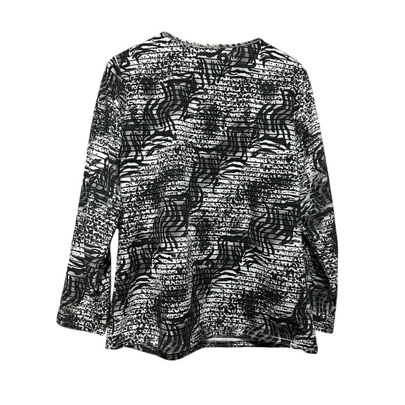 Multiples‎ Black & White Abstract Print Pleated Long Sleeve Top Size L - Picture 6 of 6